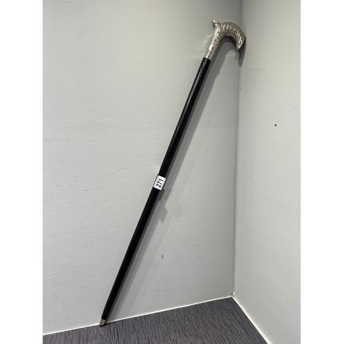 271 - Black walking stick with silver coloured handle