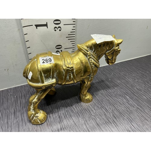 269 - Very heavy brass horse approx 1.5 stone