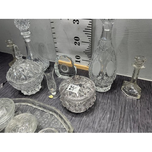 259 - Quantity cut glass, decanters dressing table set etc