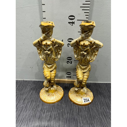 254 - Pair oriental candlesticks