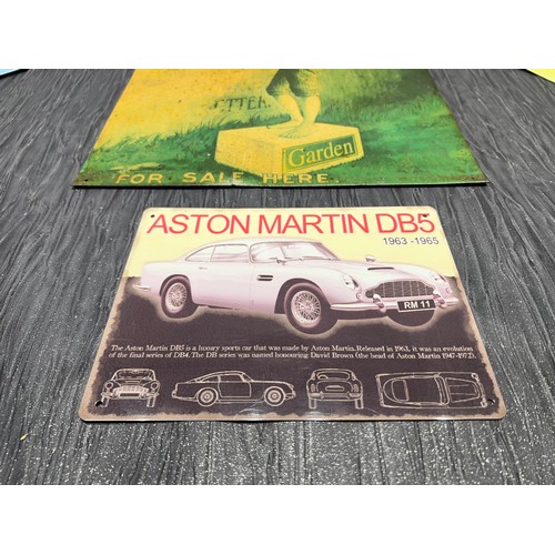 222 - 5 signs, aston martin v.w, lambarretta etc