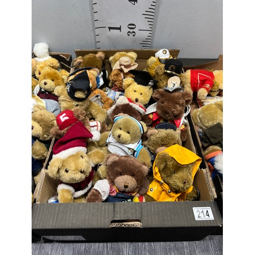 214 - 3 boxes teddy bear collection bears + teddy bear collection magazines infolderapprox 43 bears