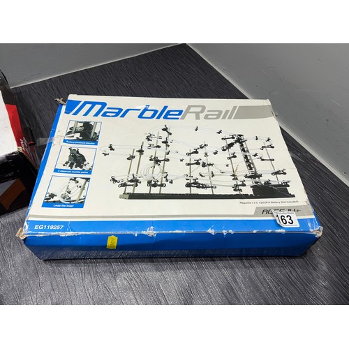 163 - Vintage air hockey game marble rail, light ring all boxed