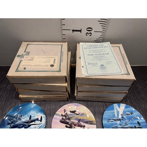 152 - 8 Royal worcester ww2 airplane wall plates all with certificates and boxes