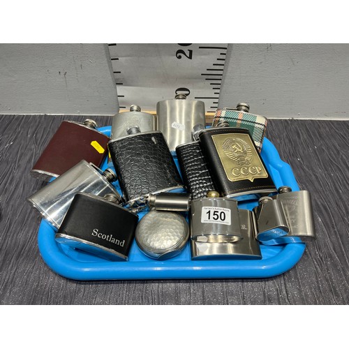 150 - Tray hip flask approx 15 tray not inc