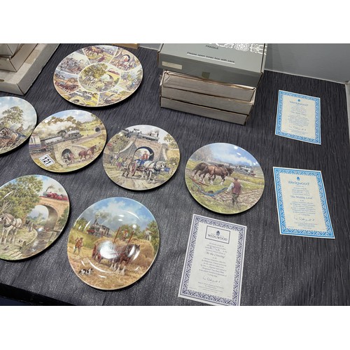 121 - 9 wedgwood train wall plates with cerificates and boxes