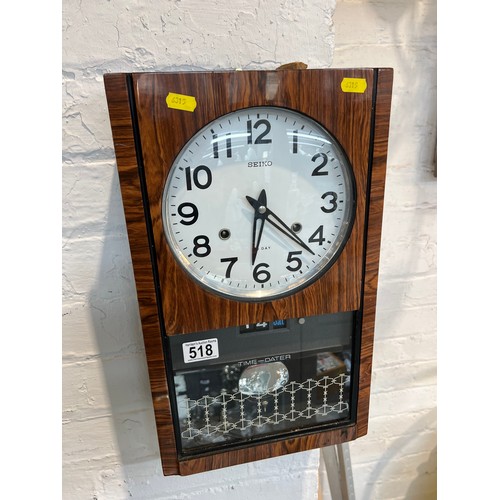 518 - Seiko Mid century  wall clock with date working