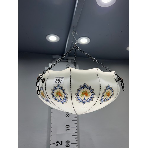 507 - 1920s\30s Glass ceiling light with chains