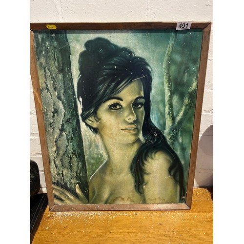 491 - Vintage print Tina in wood frame A\F