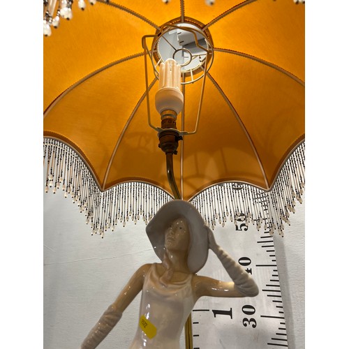 474 - Table lamp with figure of lady inc shade