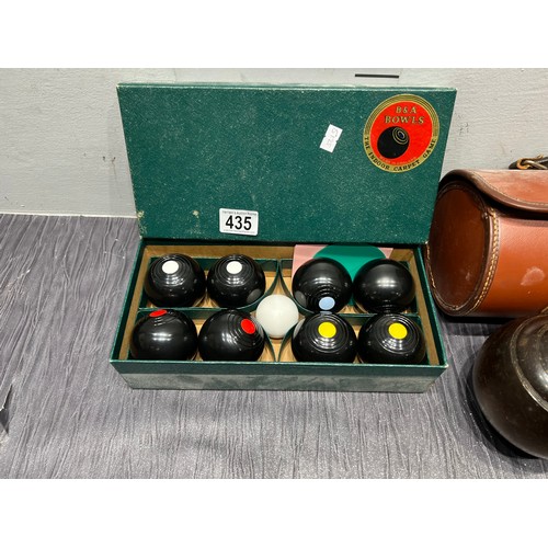 435 - Boxed set indoor bowling balls + bag 3 bowling balls