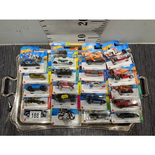 188 - Hot wheel cars all boxed unopend approx 20