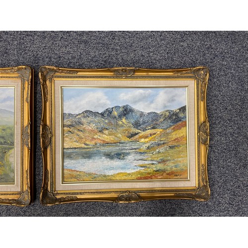 431 - Pair of signed oil on board pictures in gilt frames