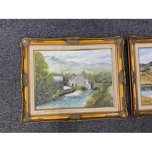 431 - Pair of signed oil on board pictures in gilt frames