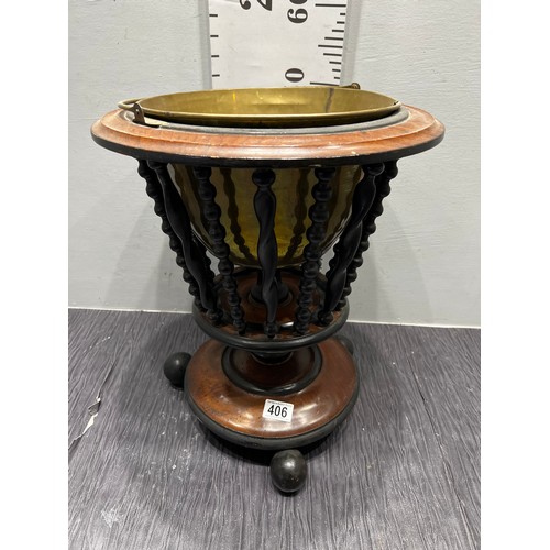 Vintage dutch brass mahogany peat bucket