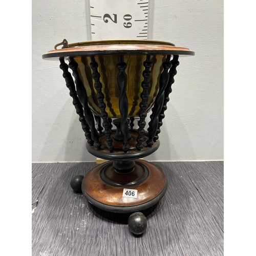 Vintage dutch brass mahogany peat bucket