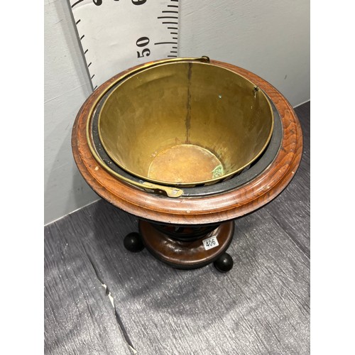 Vintage dutch brass mahogany peat bucket