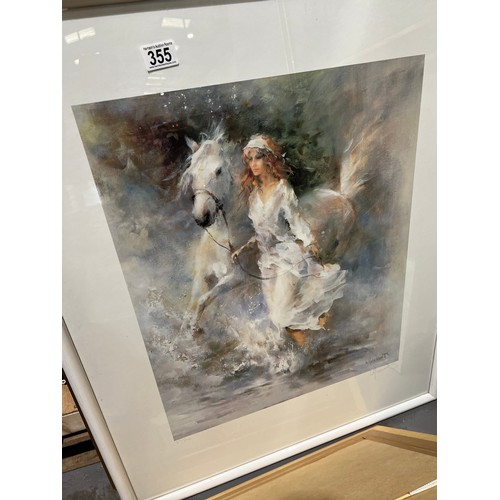 355 - Quantity pictures, cool breeze signed willem haenraets + war hawk, Greek face on canvas