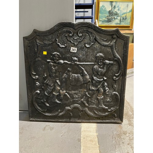 345 - Heavy cast iron antique fire back