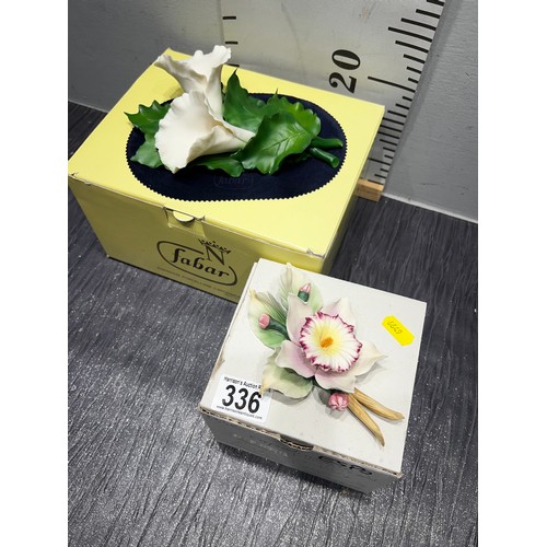 336 - 2 Capo de monte flower plaques boxed