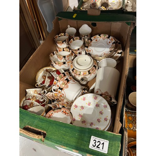 321 - 3 Boxes china & pottery inc hornsea tea ware, Victorian china