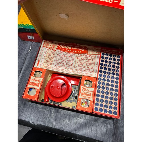 315 - Vintage electric derby boxed game + vintage peter pan automatic bingo game