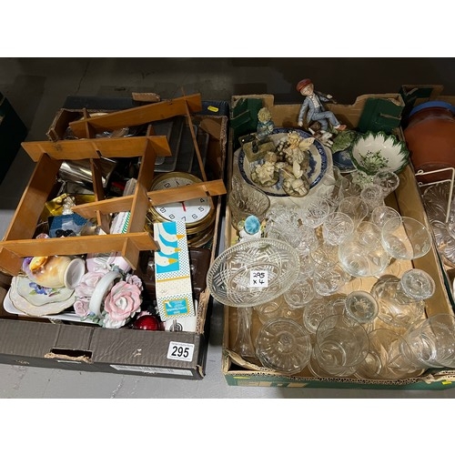 295 - 4 Boxes pottery, glass etc