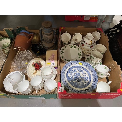 295 - 4 Boxes pottery, glass etc