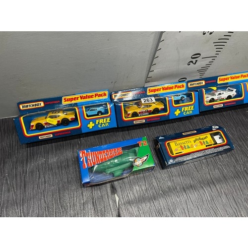 263 - Vintage match box cars + thunder birds all boxed