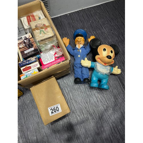 260 - Vintage Disney figures, cards etc