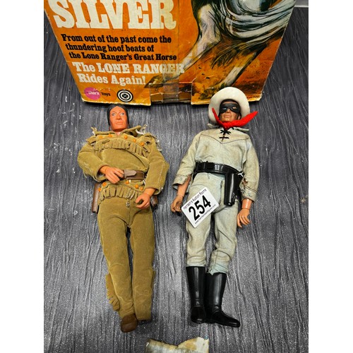 254 - Lone ranger & horse silver + tonto figure