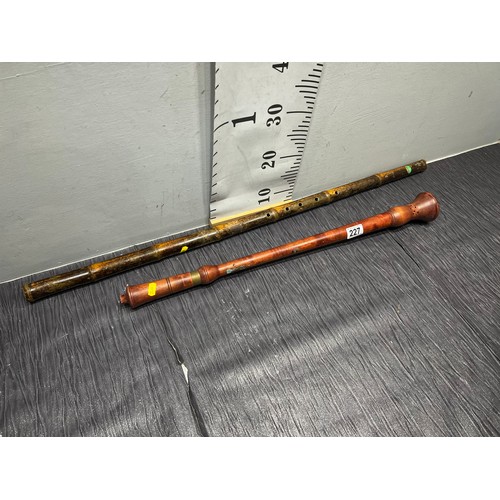 227 - 2 Vintage wooden flutes