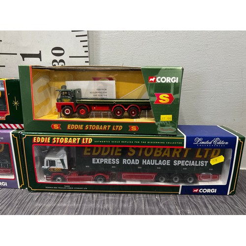 221 - 4 Corgi Eddie Stobart lorrys boxed