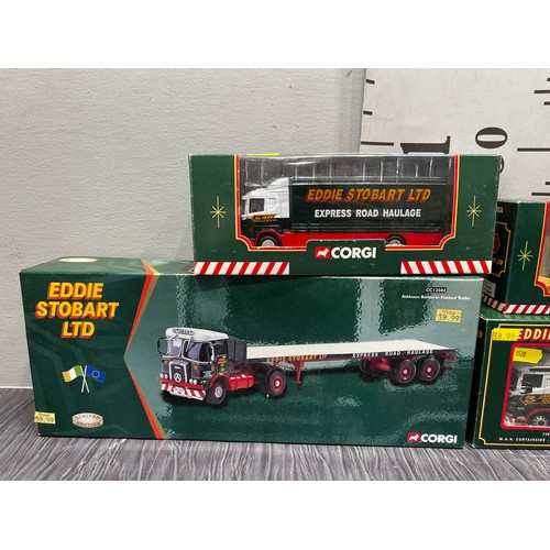 212 - 4 Corgi Eddie Stobart lorry's & fork truck all boxed