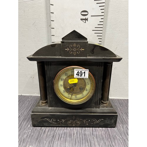 491 - Slate Victorian mantle clock