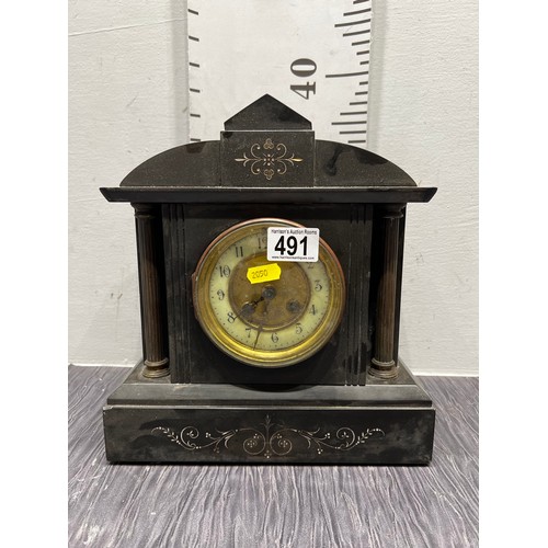 491 - Slate Victorian mantle clock