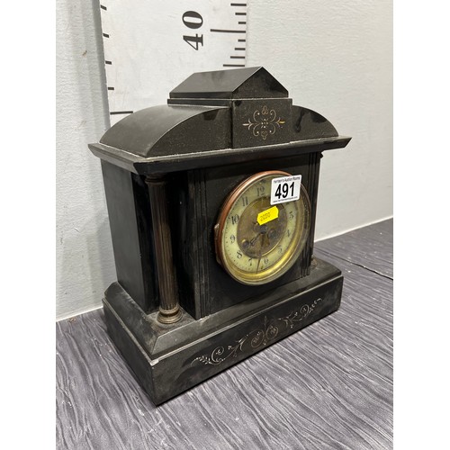 491 - Slate Victorian mantle clock