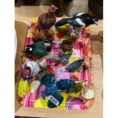 490 - Tray beswick birds some a/f tray not inc