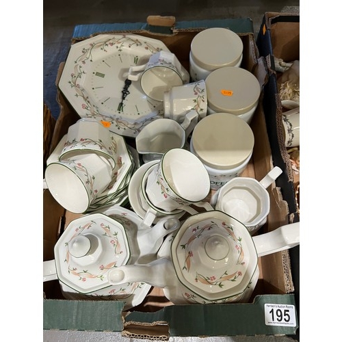 195 - 3 Boxes pottery etc inc eternal b&w tea ware etc