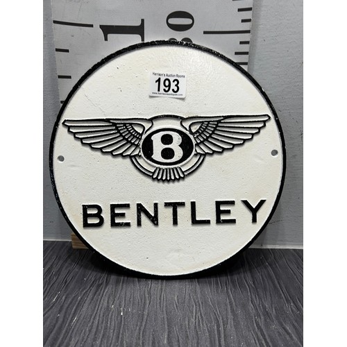 193 - Cast iron Bentley sign