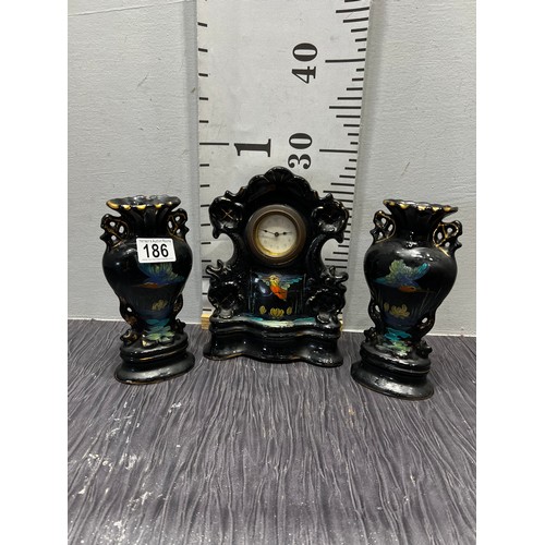 186 - Vintage clock garniture set