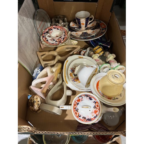 184 - 2 Boxes collectable pottery & glassware