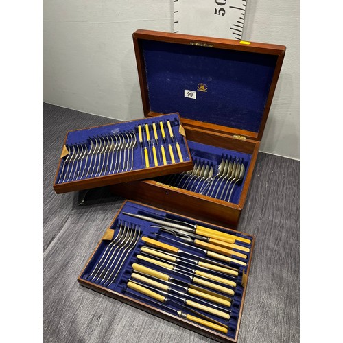 99 - Walker & hall vintage cutlery set in wooden cutlery box