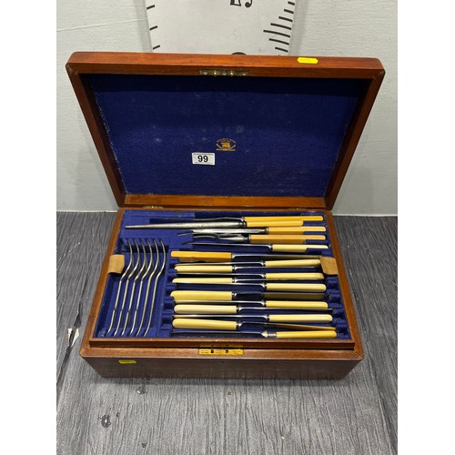 99 - Walker & hall vintage cutlery set in wooden cutlery box