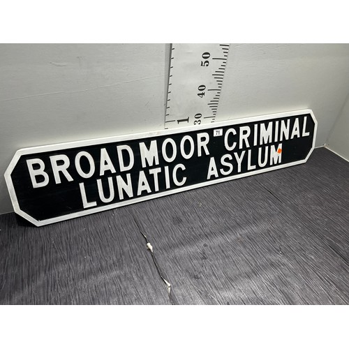 71 - Wooden man cave sign broadmoor criminal lunatic asylum