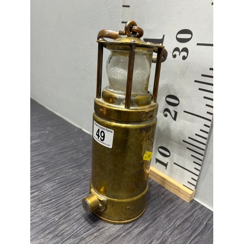 49 - Brass miners lamp stamped McGeoch 0583 900-4090