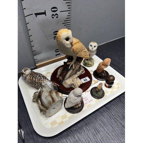 44 - Quantity owl figurines inc large boarder fine arts owl