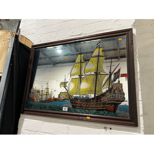 101 - Mirror glass galleons in frame