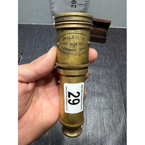 29 - Brass marine telescope in wooden case dollond London