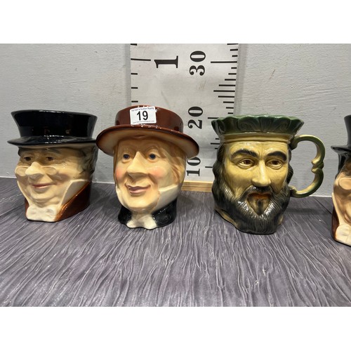 19 - 4 Kingston pottery character jugs